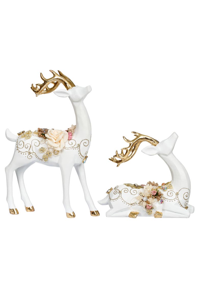 Jeweled Deer, Set of 2, Main, color, White