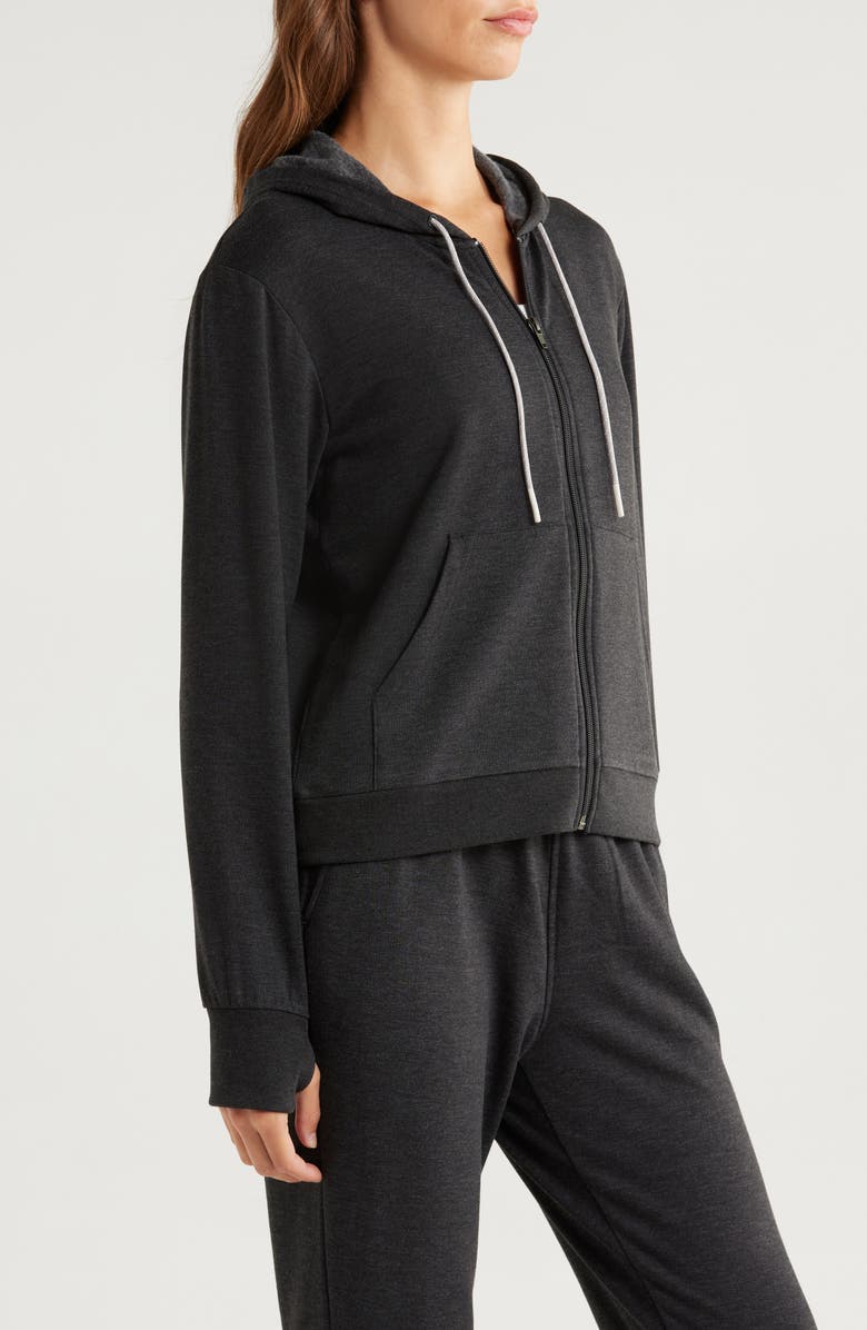 Free Fly Lightweight Fleece Zip-Up Hoodie, Alternate, color, Heather Black