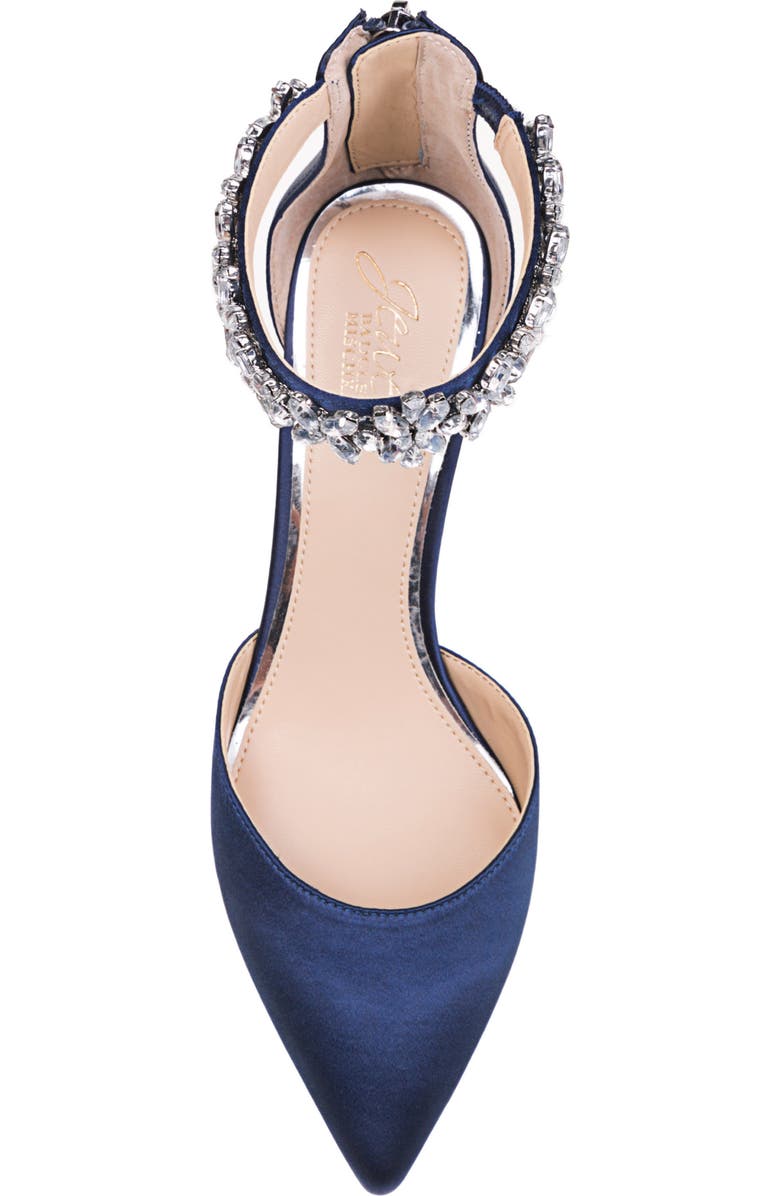 Jewel Badgley Mischka Raleigh Pointed Toe Ankle Strap Pump, Alternate, color, Navy Satin