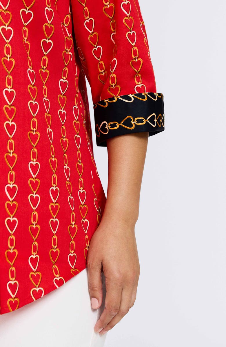 Foxcroft Mary Love Chain Print Cotton Button-Up Shirt, Alternate, color, 