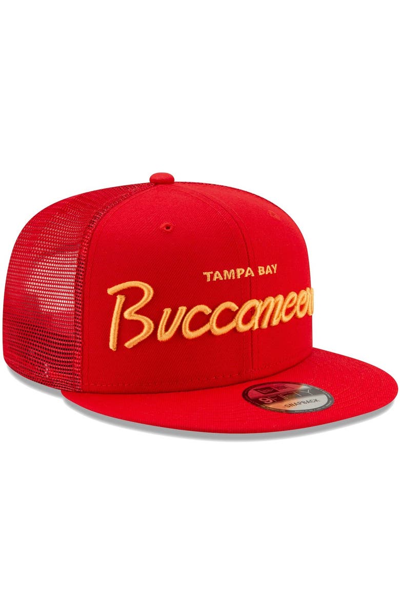 New Era Men's New Era Red Tampa Bay Buccaneers Script Trucker 9FIFTY Snapback Hat, Alternate, color, 