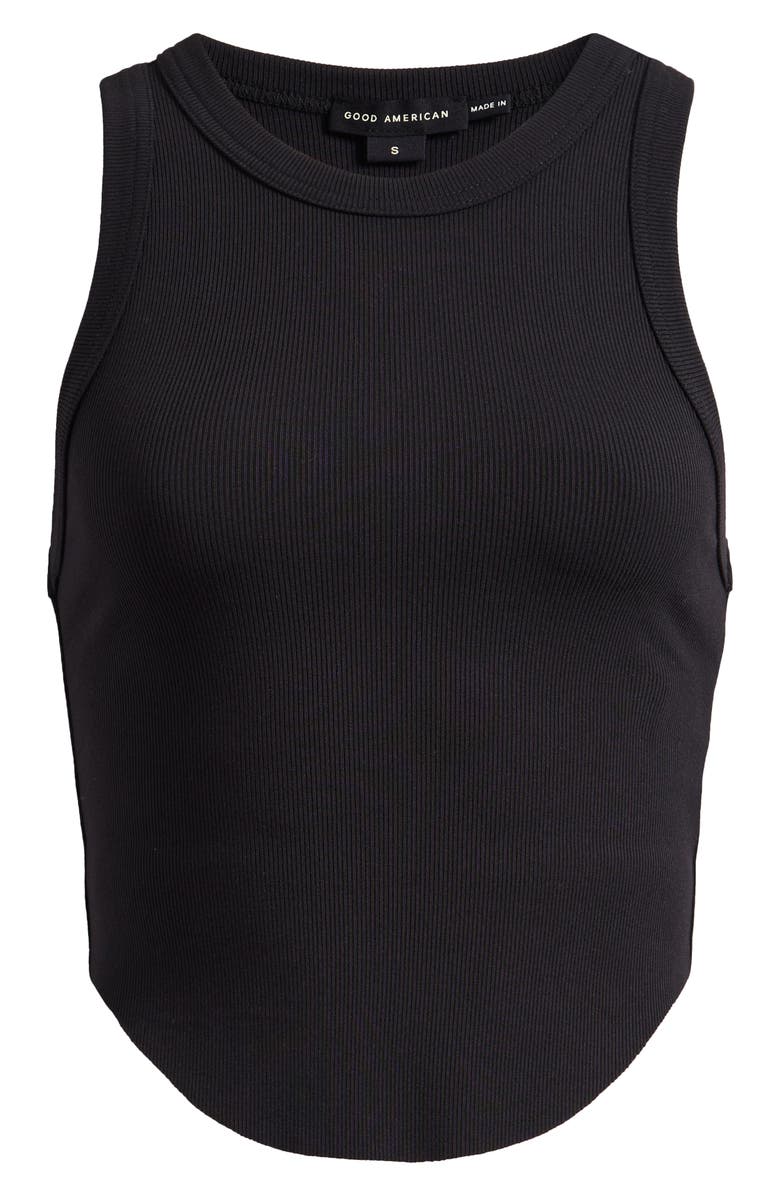 Good American Lightweight Crop Stretch Cotton Rib Racer Tank, Alternate, color, 