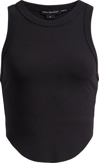 Lightweight Crop Stretch Cotton Rib Racer Tank
