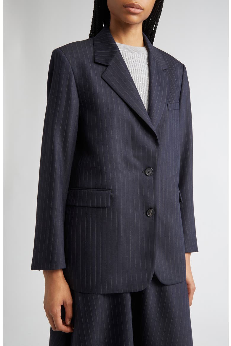 Journey Pinstripe Wool Blend Blazer, Alternate, color, DARK NAVY