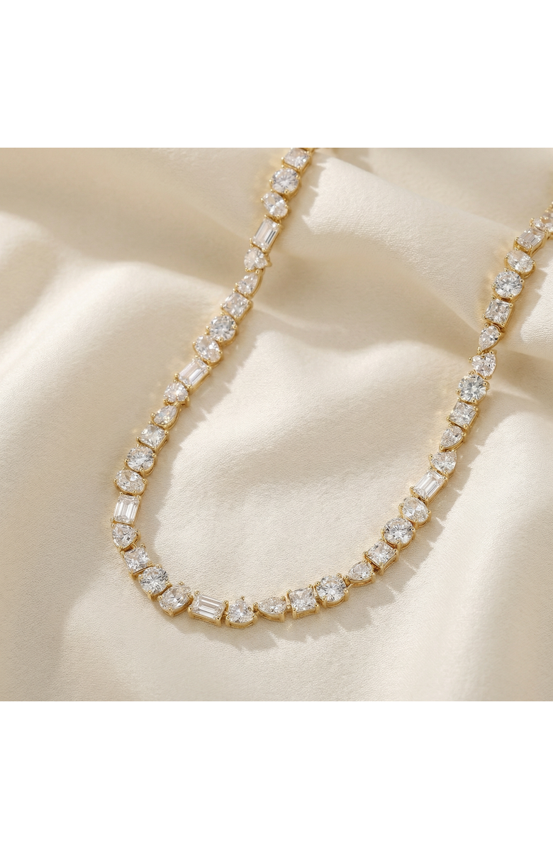 Bliss Diamond 45Ct Fancy Diamond Multi Shape Tennis Necklace 14k Gold Lab Grown, Alternate, color, 14K Yellow Gold