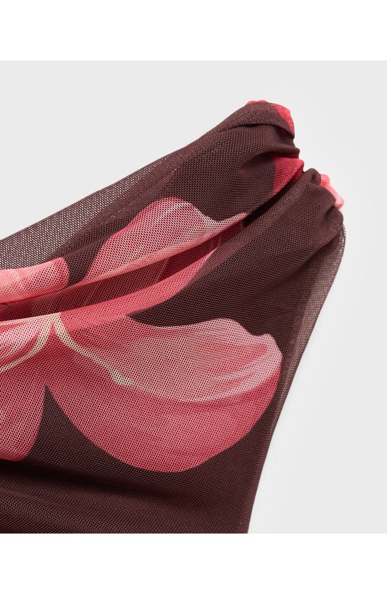 MANGO Asymmetric Floral Print Sheath Dress, Alternate, color, Brown