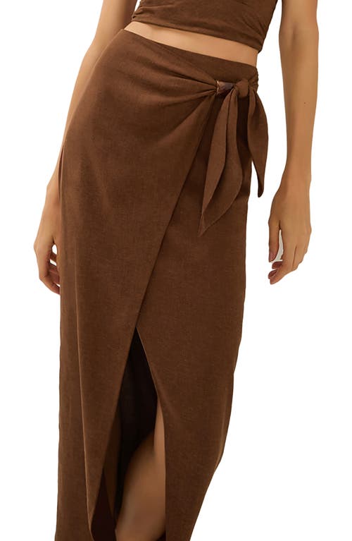 Vix Paula Hermanny Luna Linen Blend Cover-up Midi Skirt In Brown