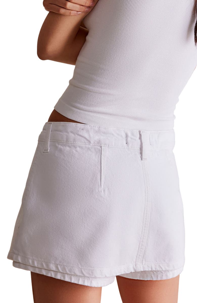 Free People Galivanting Denim Skort, Alternate, color, Optic White
