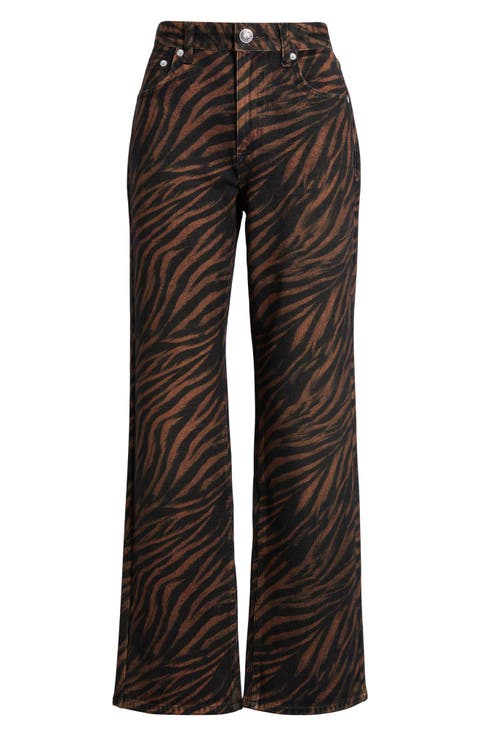 Miramar Zebra Print High Waist Wide Leg Ankle Jeans