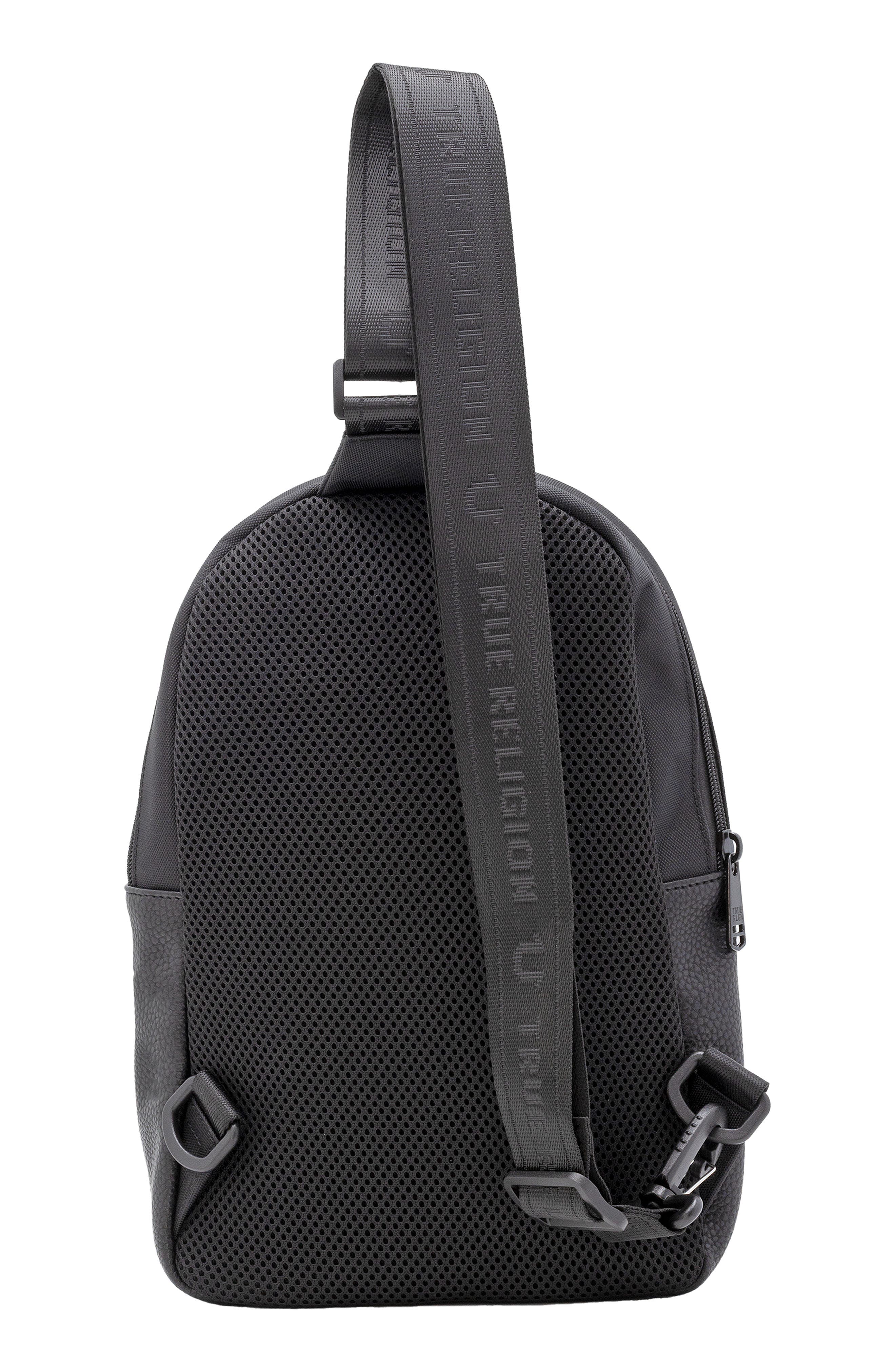 True Religion Rivers Faux Leather Sling Bag, Alternate, color, Black
