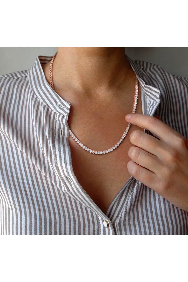 Lab-Grown Diamond Semi-Tennis Necklace 14k, Alternate, color, Rose Gold