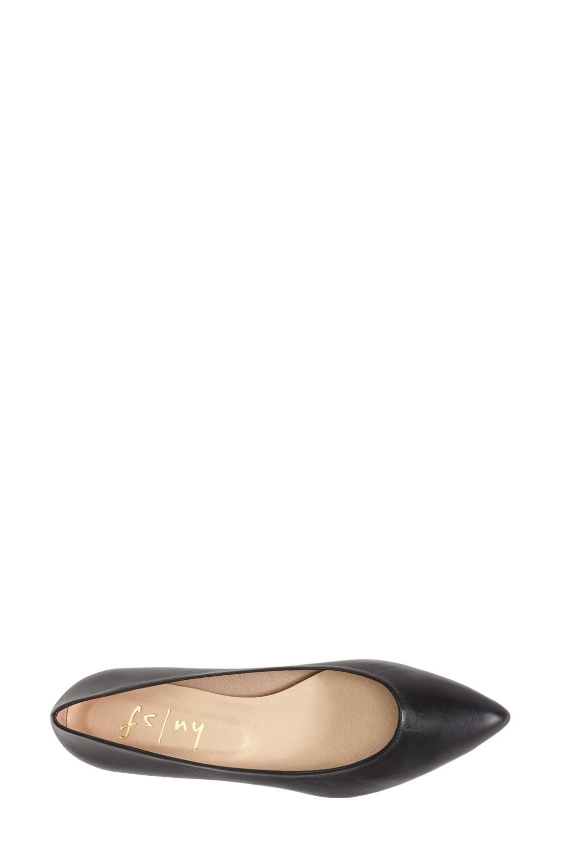 'Nevi' Pointy Toe Flat, Alternate, color, BLACK NAPPA
