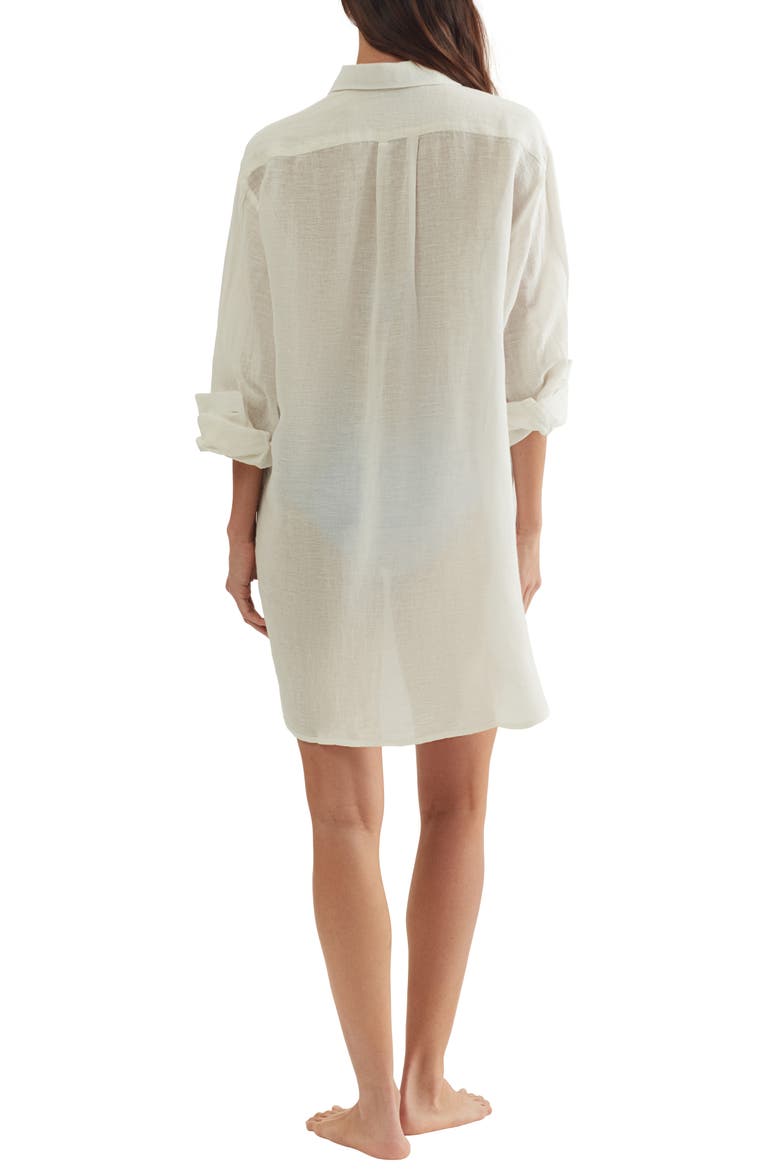 Boyfriend Long Sleeve Cover-Up Tunic, Alternate, color, CREAM
