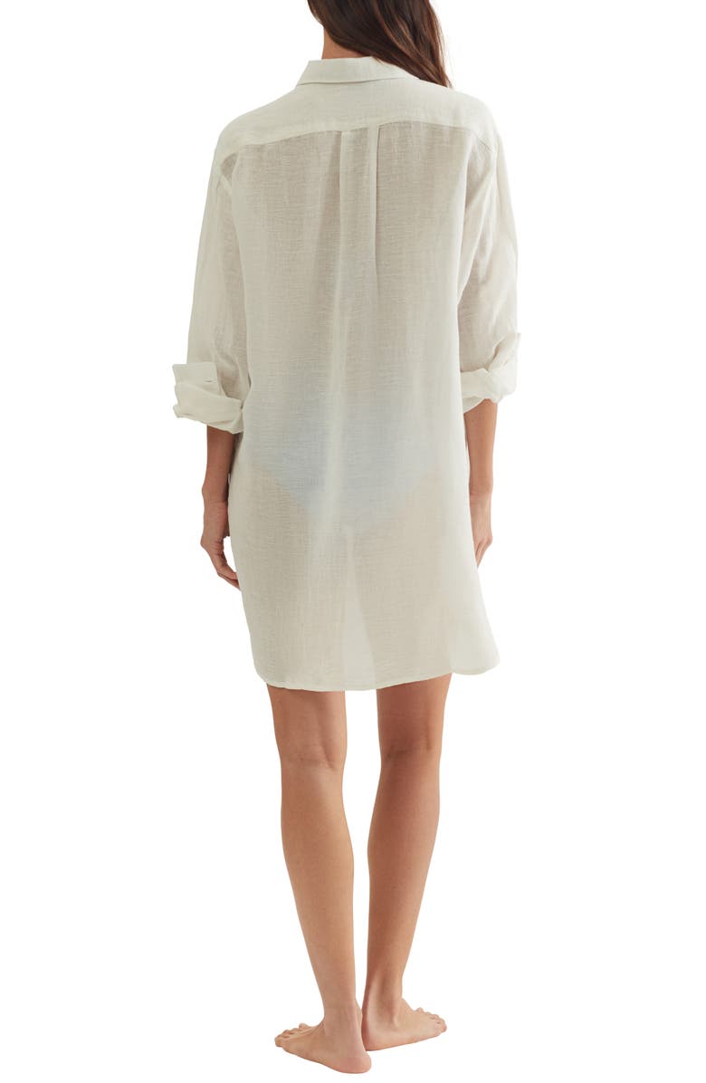 Polo Ralph Lauren Boyfriend Long Sleeve Cover-Up Tunic, Alternate, color, Cream