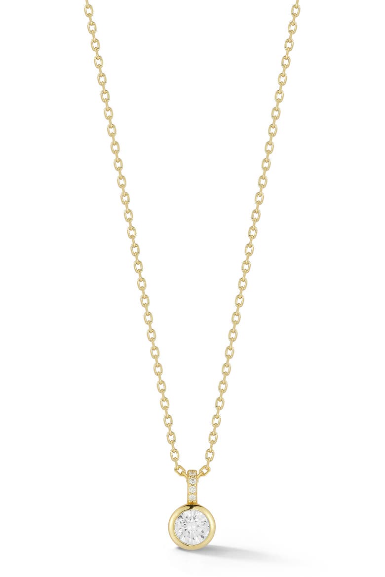 Bezel Set Cubic Zirconia Pendant Necklace, Main, color, GOLD