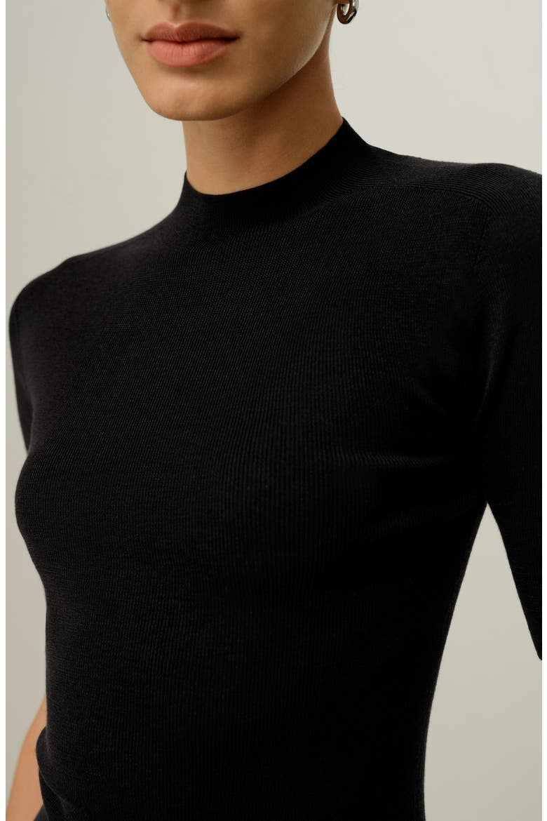 Women's Seamless Silk-Cotton Slim-Fit Knit Top, Alternate, color, Black