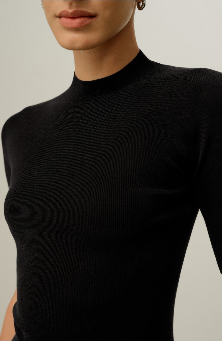 Lilysilk Seamless Silk-Cotton Slim-Fit Knit Top, Alternate, color, Black