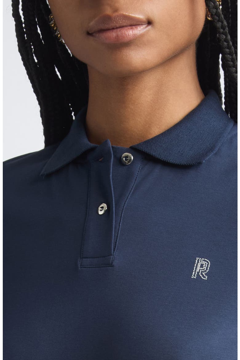 Pierced Stretch Cotton Polo, Alternate, color, DEEP NAVY