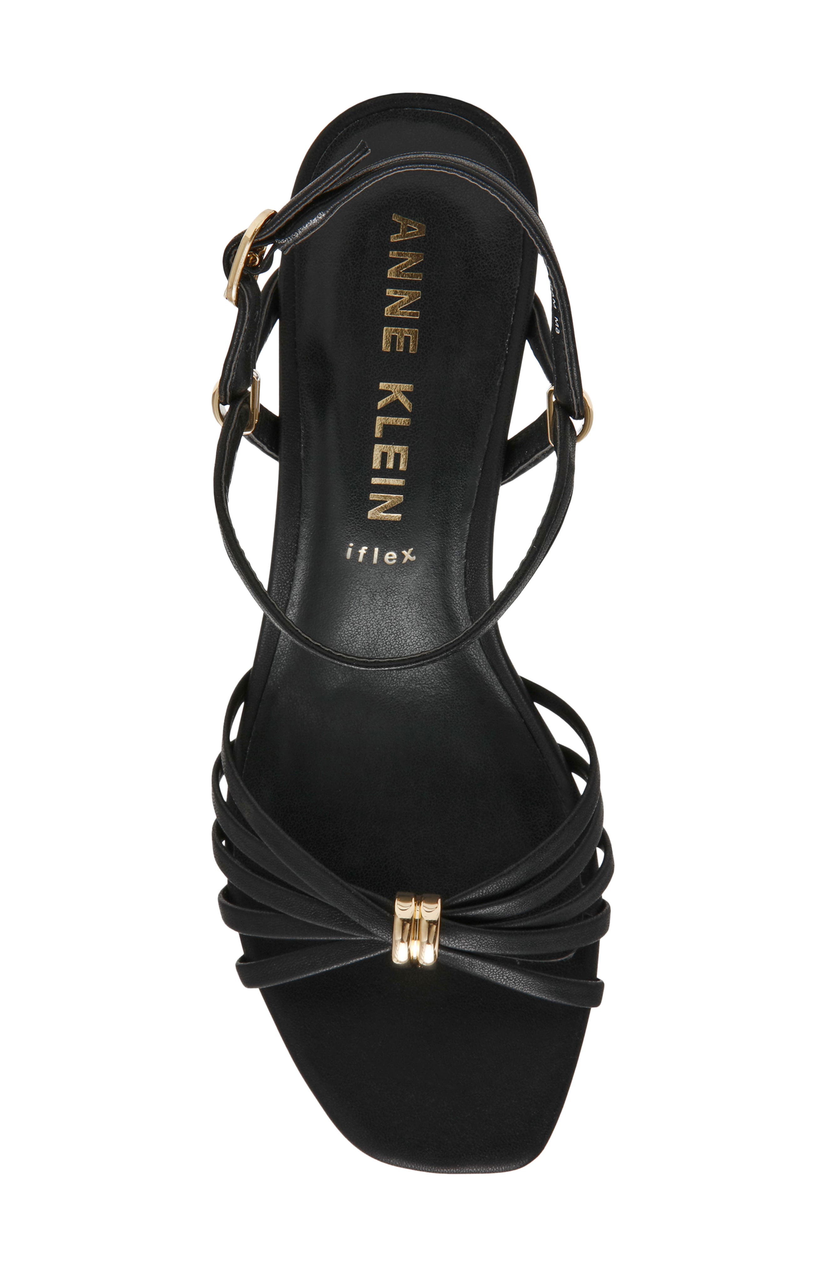 Anne Klein Mikayla Ankle Strap Sandal, Alternate, color, Black Pu