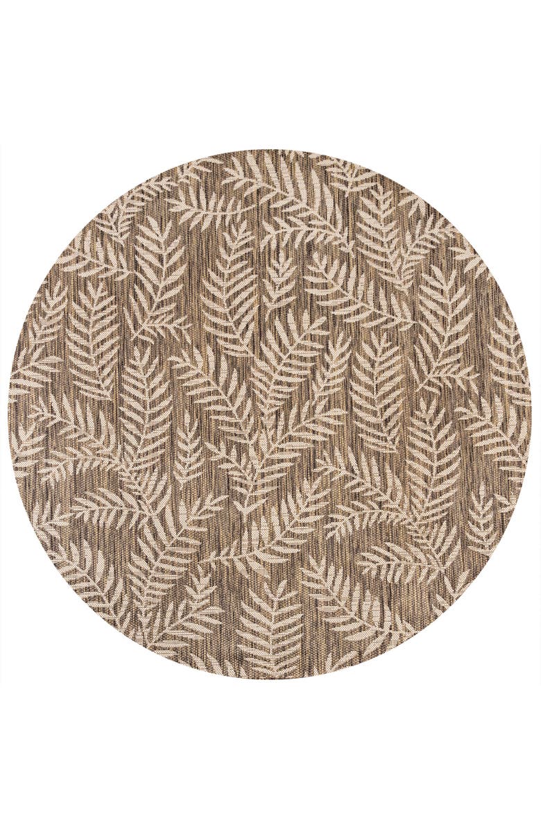 JONATHAN Y Nevis Palm Frond Indoor/Outdoor Round Area Rug, Alternate, color, Brown/Beige