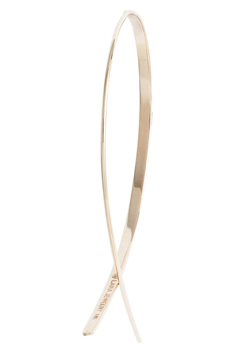 14K Gold Small Flat Upside Down Diamond Hoop Earrings, Alternate, color, YELLOW GOLD
