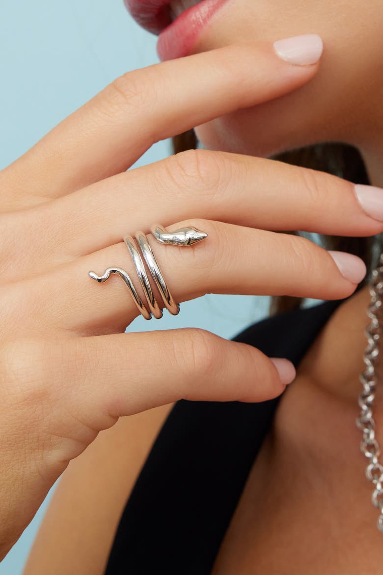 Sterling Silver Snake Wrap Ring, Alternate, color, Silver