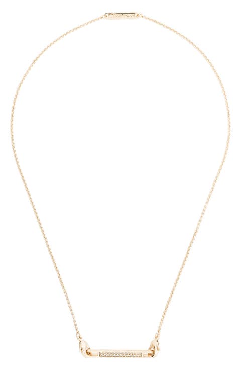 Safety Chain Pavé Pendant Necklace