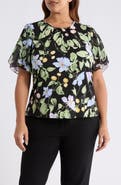 KASPER Contrast Flutter Sleeve Top