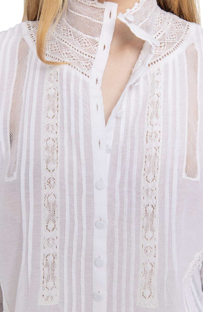 Zadig & Voltaire Tano Tomboy Lace Crop Shirt, Alternate, color, 