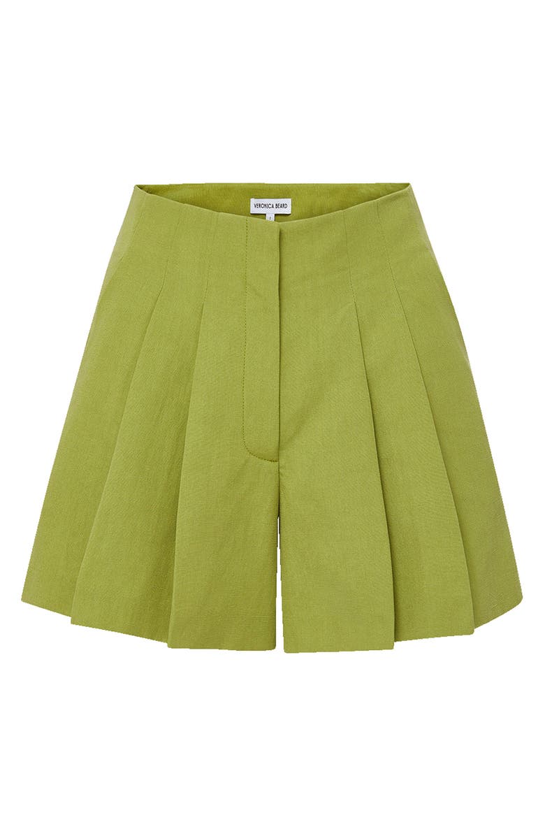Veronica Beard Gables Pleated High Waist Linen Blend Shorts, Alternate, color, Cactus