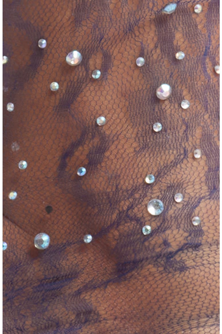 Crystal Lace Slouchy Sheer Tulle Socks, Alternate, color, NAVY