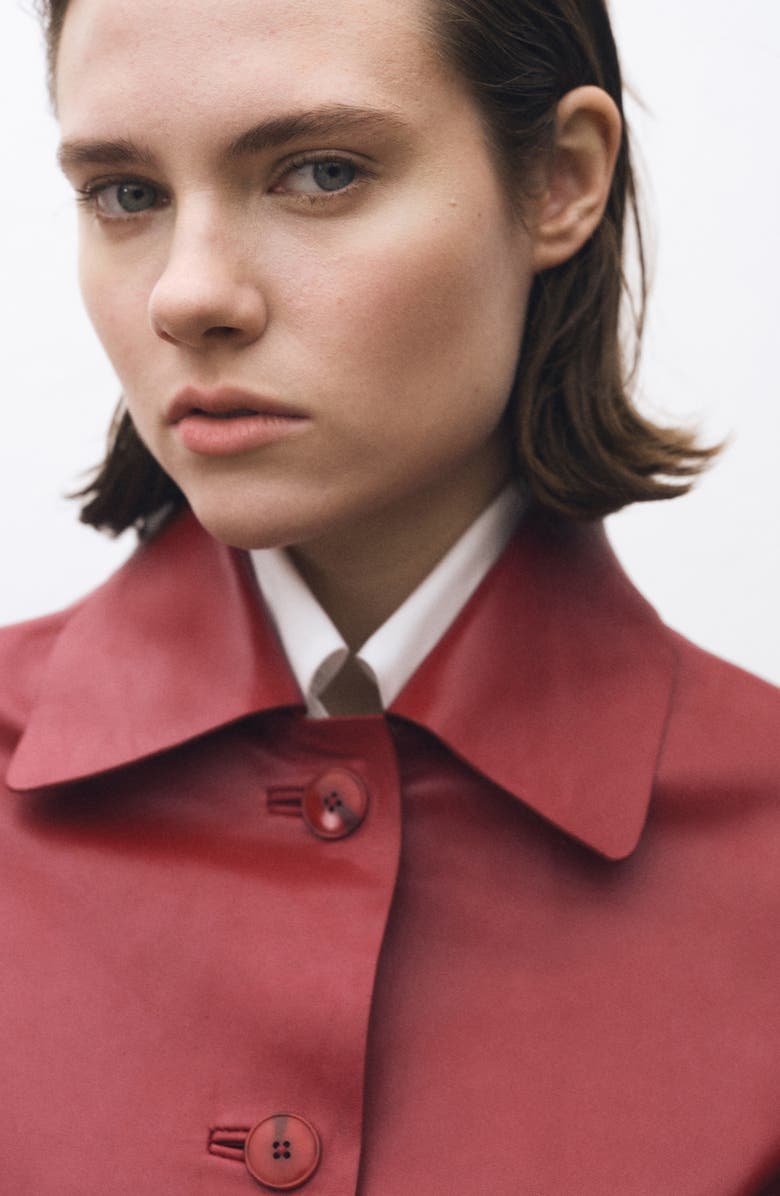 MANGO Button-Up Leather Jacket, Alternate, color, 