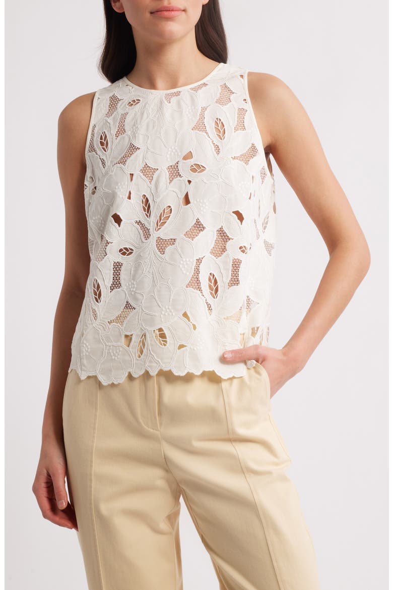 Berodi Broderie Anglaise Top, Main, color, WHT