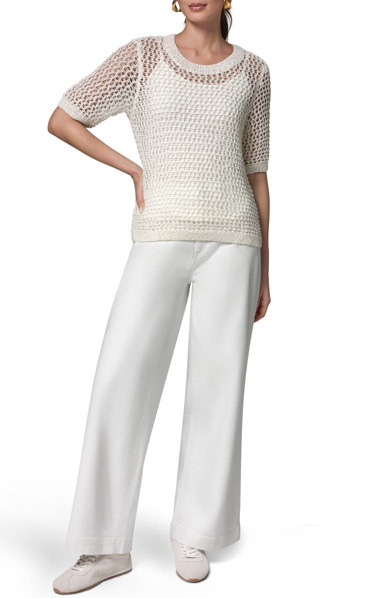 Donna Karan New York Open Knit Crewneck Sweater, Alternate, color, Cream