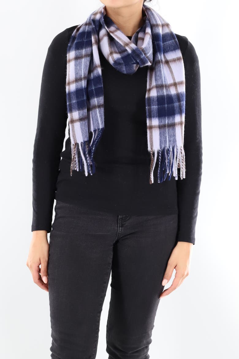 Plaid Scarf with Fringe, Alternate, color, Blue