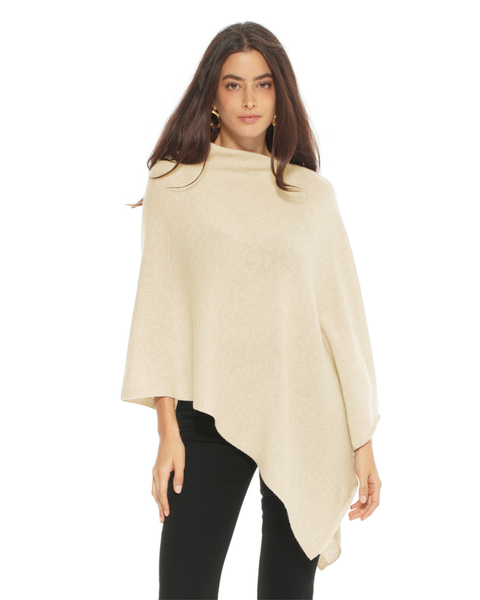 Pure Cashmere Textured Knit Poncho