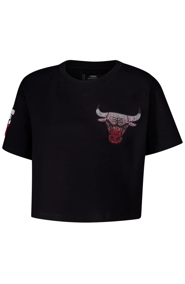 PRO STANDARD Women's Pro Standard Black Chicago Bulls Jewels Boxy Cropped T-Shirt, Alternate, color, Black
