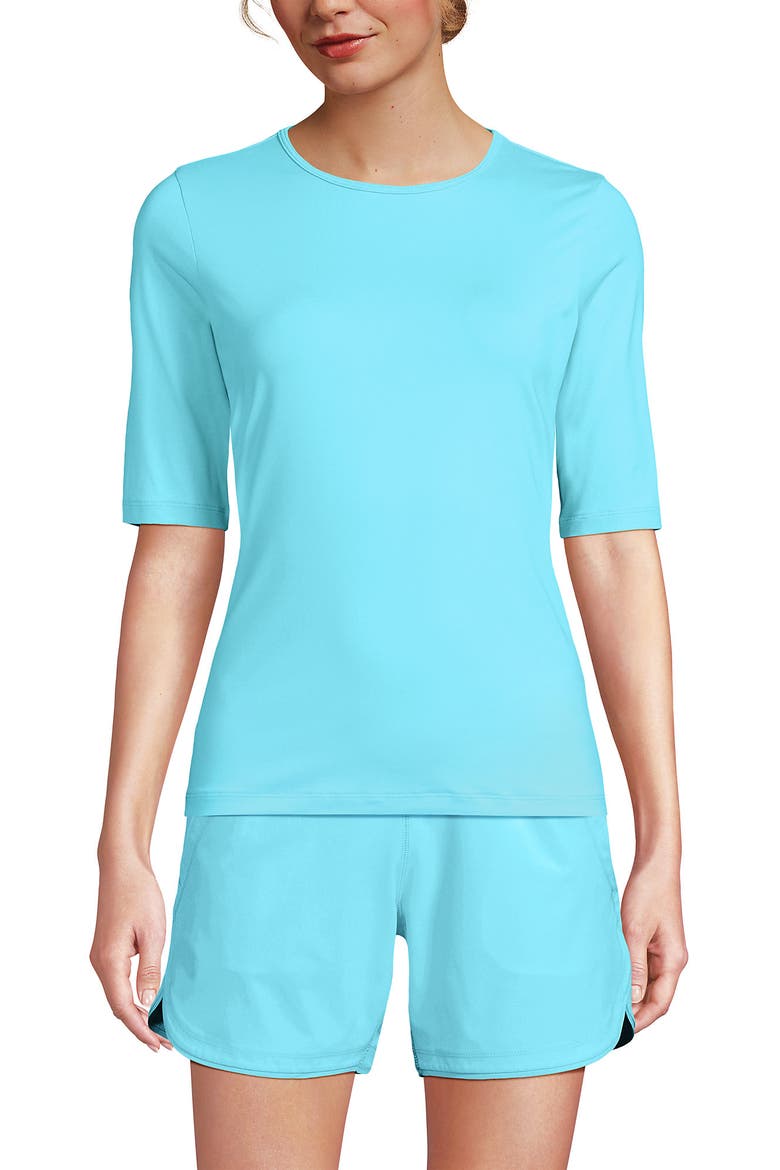 SunShade UPF 50 Elbow Sleeve Rash Guard Swim Tee, Main, color, River Mist