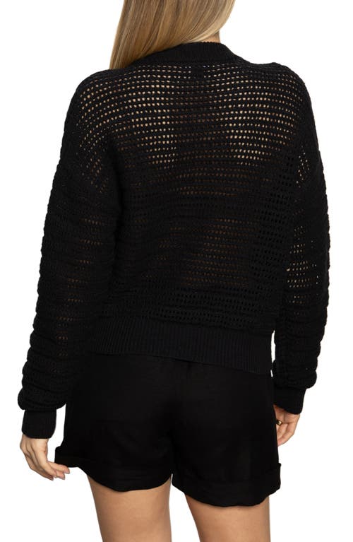 Sanctuary Open Stitch Cotton Bomber Cardigan In Black