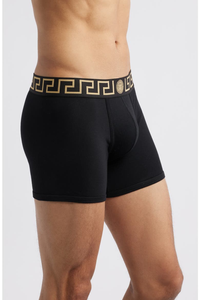2-Pack Greca Border Stretch Cotton Boxer Briefs, Alternate, color, BLACK GOLD GREEK KEY