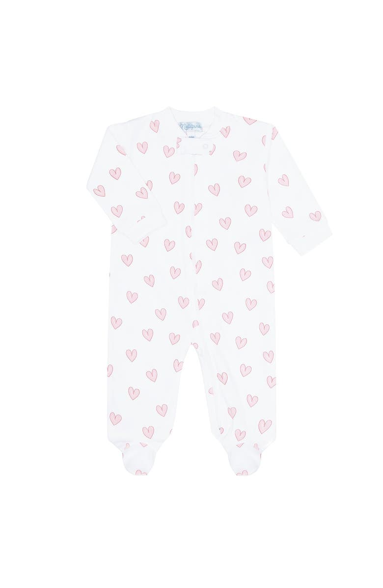 Nellapima Pink Heart Print Zipper Footie - Baby, Alternate, color, 