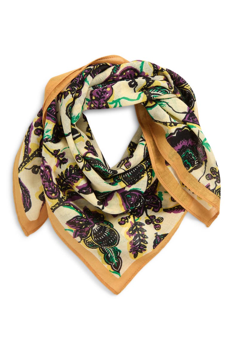 Floral Jungle Square Scarf, Main, color, BEIGE MULTI