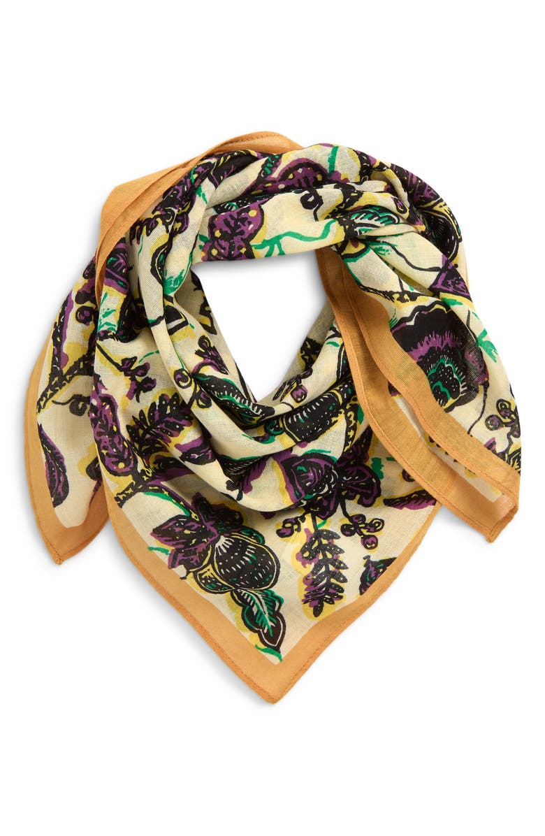 Faherty Floral Jungle Square Scarf, Main, color, Beige Multi