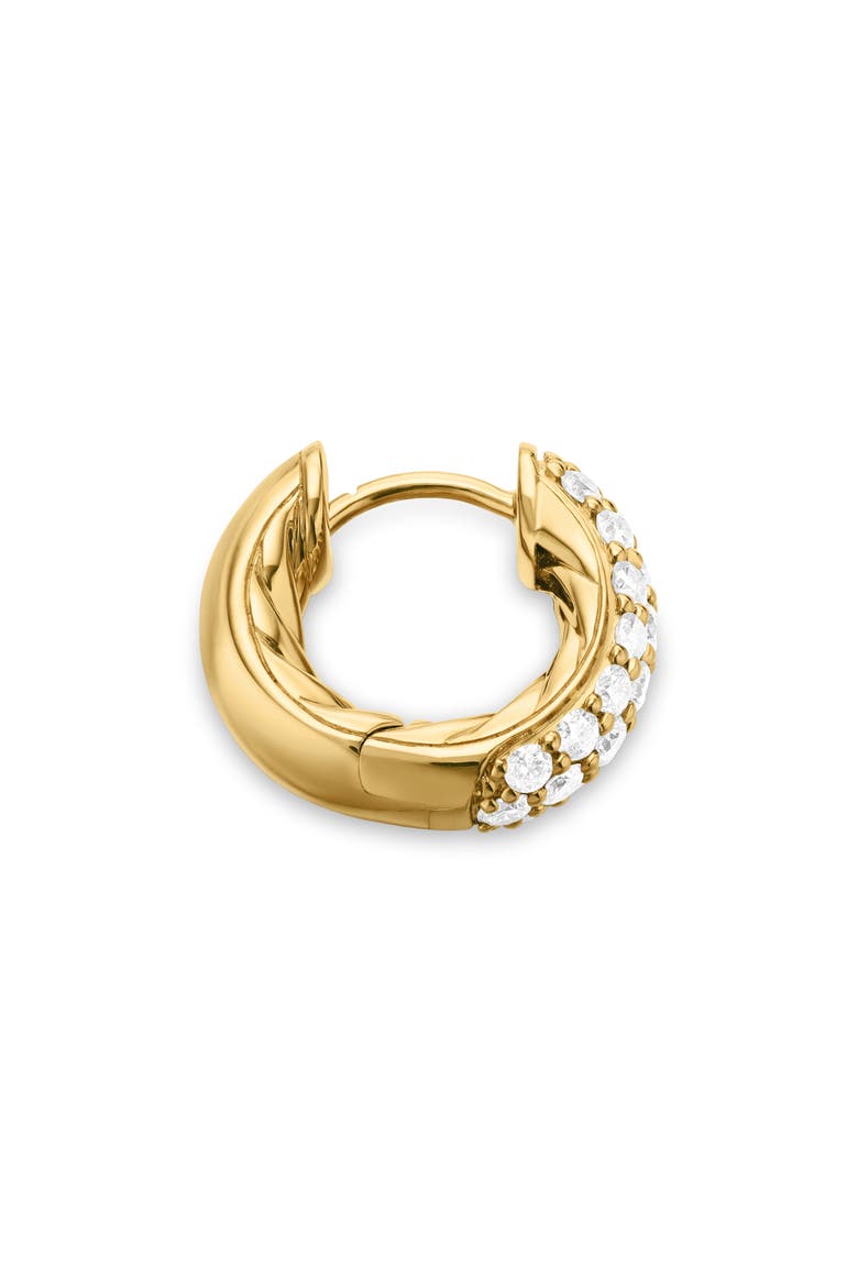 Sculpted Cable Micro Pavé Huggie Hoop Earrings in 18K Yellow Gold, Alternate, color, 18K YELLOW GOLD/ DIAMOND