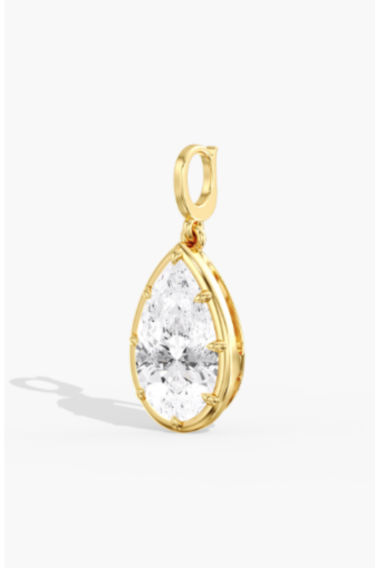 Pear Shape Lola Lab Diamond Pendant Charm in 14K, Main, color, Yellow Gold