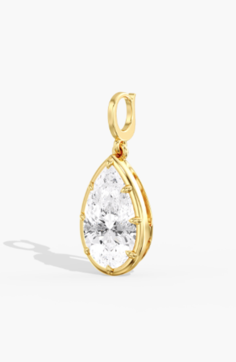 Pear Shape Lola Lab Diamond Pendant Charm in 14K