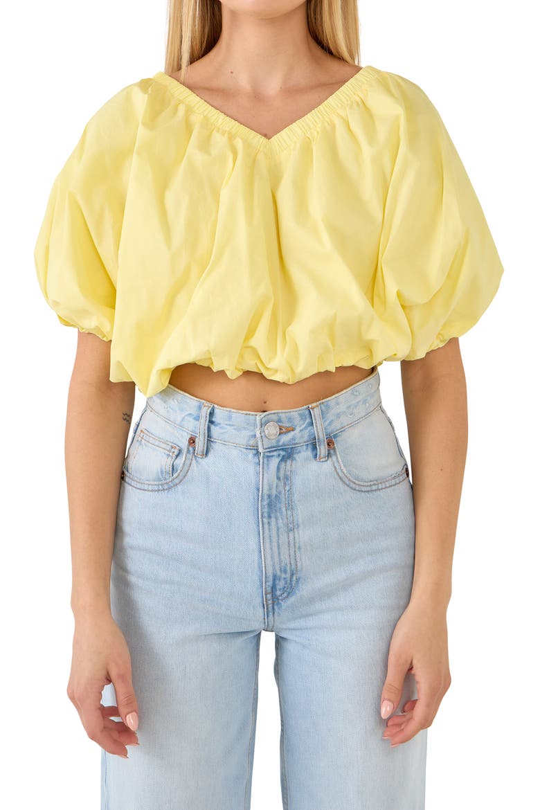Puff Crop Blouse, Main, color, YELLOW