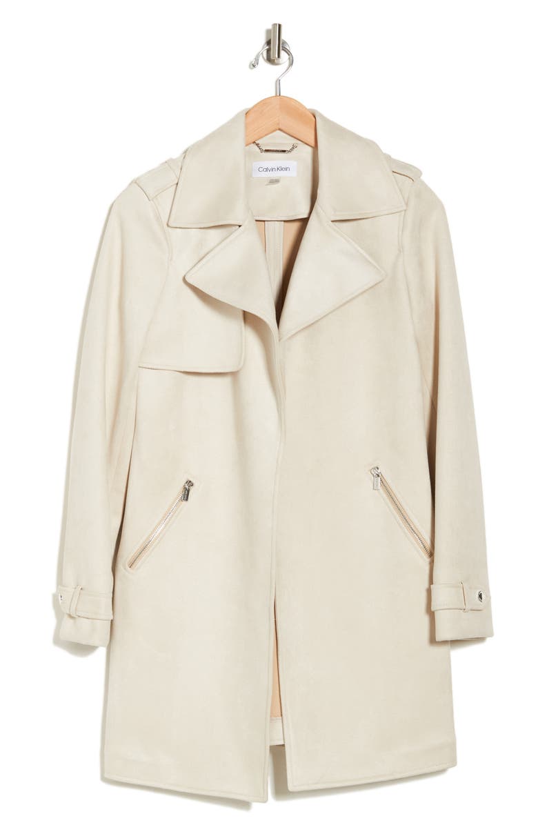 Calvin Klein Open Front Faux Suede Jacket, Alternate, color,