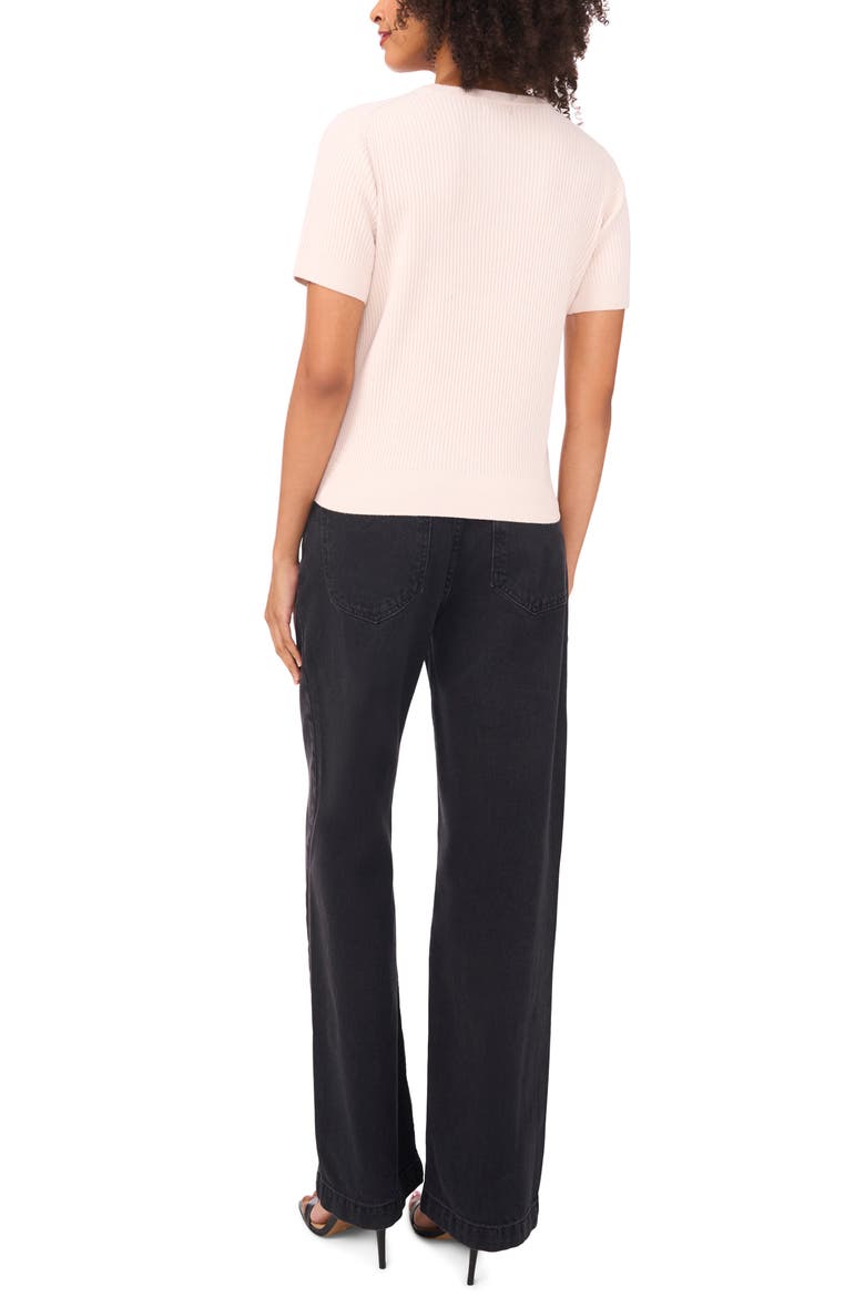 Short Sleeve Rib Sweater Top, Alternate, color, SUGAR HEATHER
