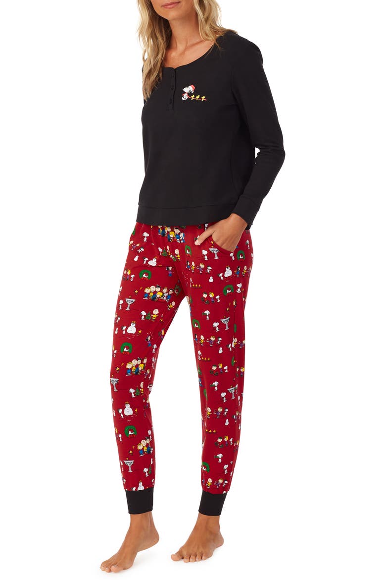 Peanuts Henley Pajamas, Alternate, color, PEANUTS WINTER FUN